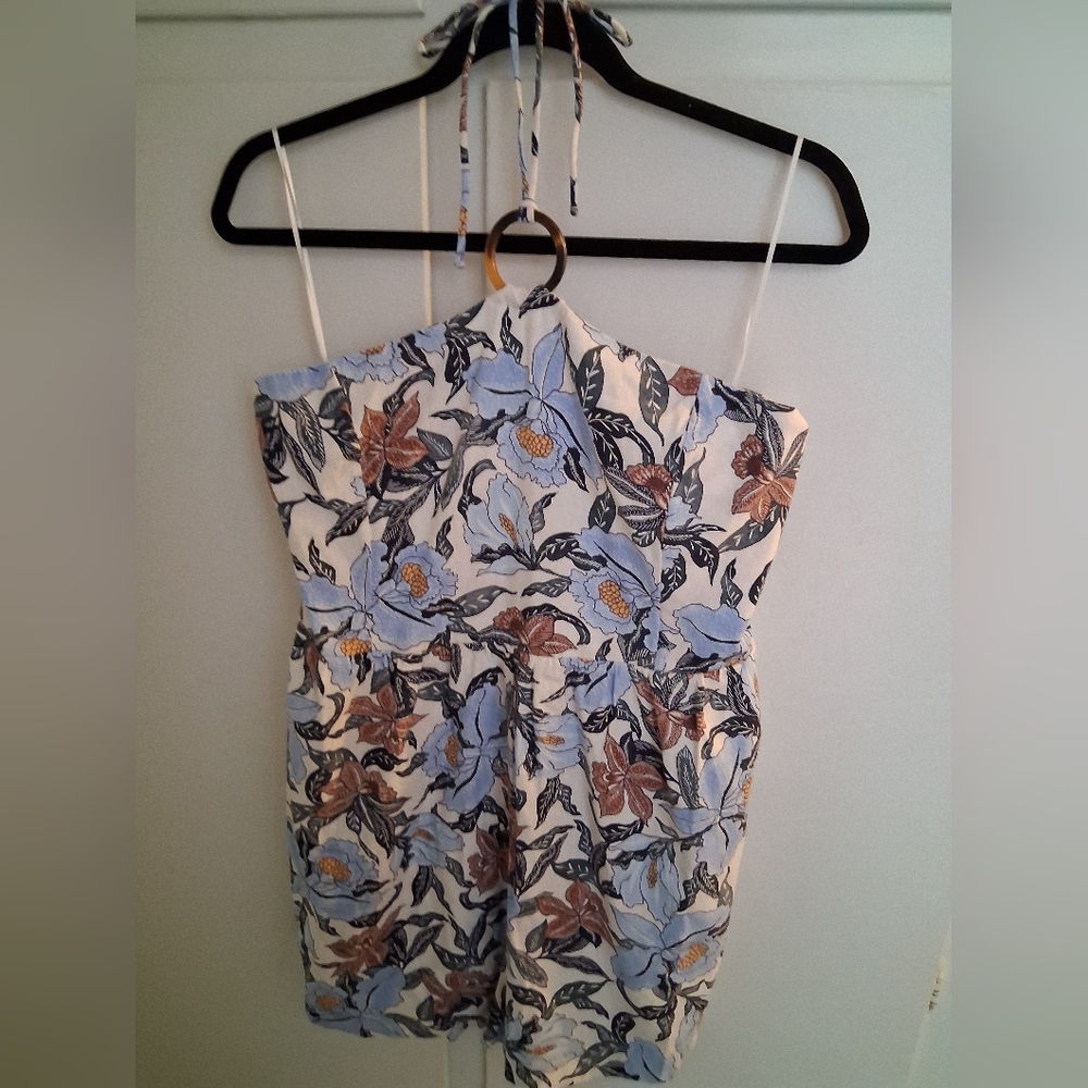 Old Navy Blue and Brown Floral Romper